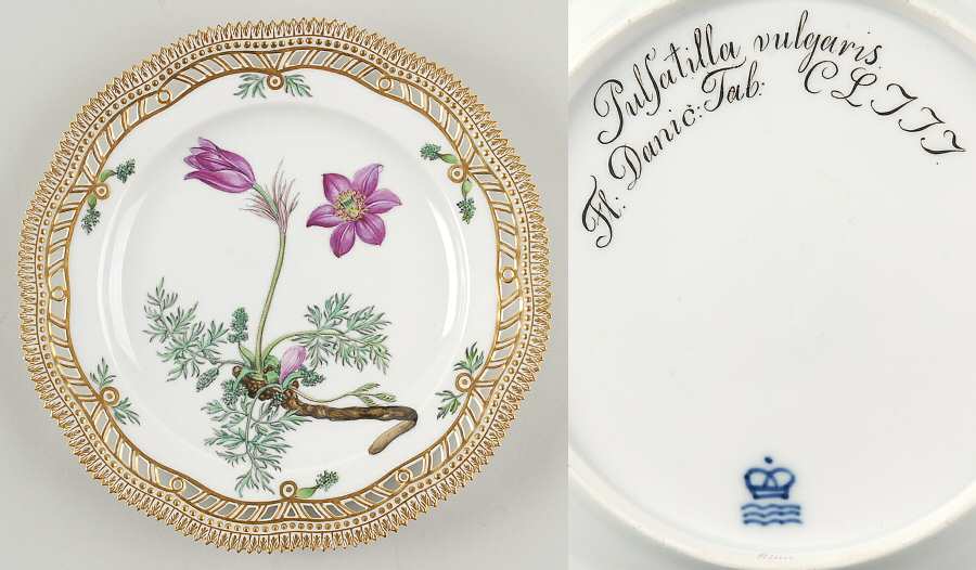 Flora Danica (1790 To 1960) 9" Pierced Luncheon Plate/Fruit St-JM-Pulsatilla v