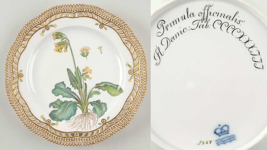 Flora Danica (1790 To 1960) 9" Pierced Luncheon Plate/Fruit St-JM-Primula offi