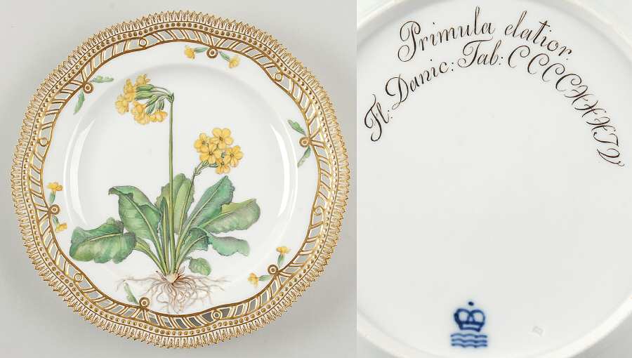 Flora Danica (1790 To 1960) 9" Pierced Luncheon Plate/Fruit St-JM-Primula elat