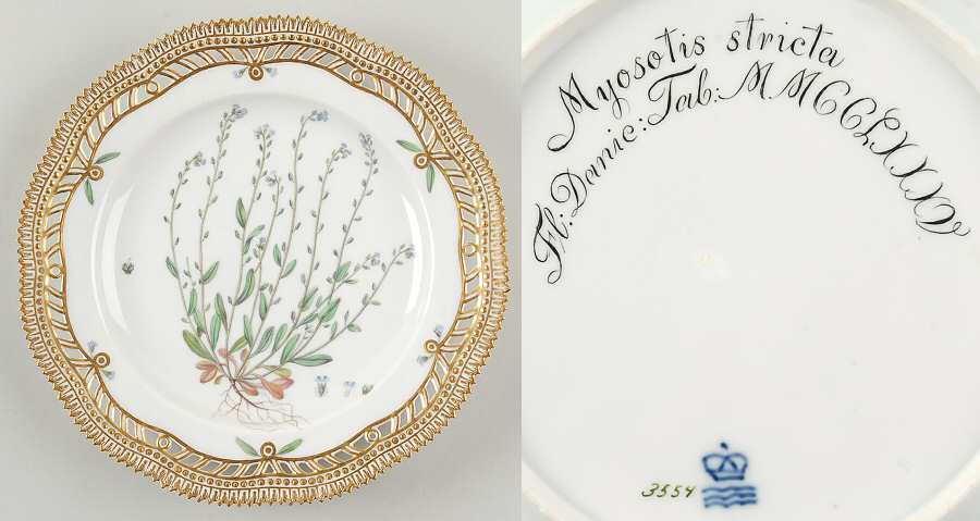 Flora Danica (1790 To 1960) 9" Pierced Luncheon Plate/Fruit St-JM-Myosotis str