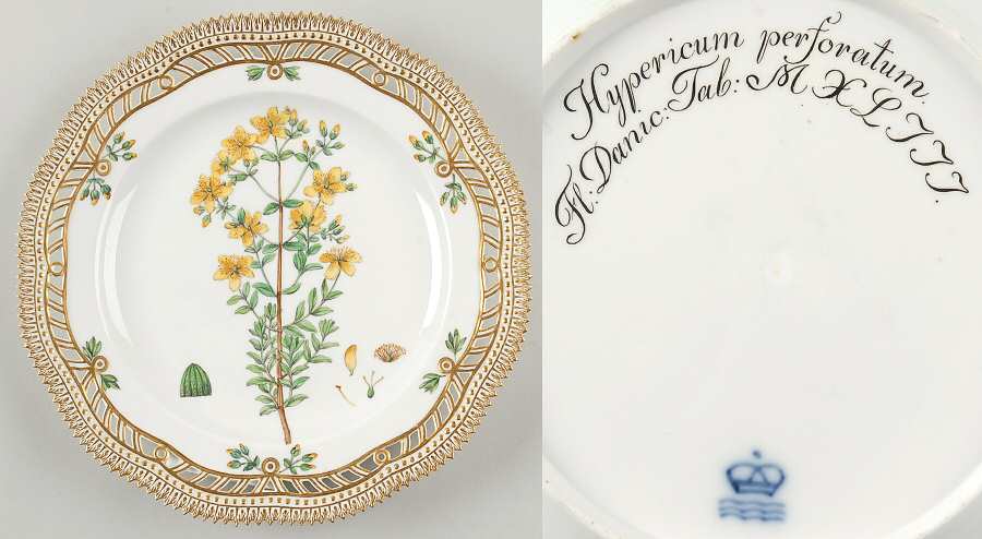 Flora Danica (1790 To 1960) 9" Pierced Luncheon Plate/Fruit St-JM-Hypericum pe