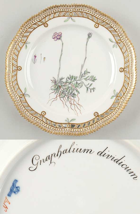 Flora Danica (1790 To 1960) 9" Pierced Luncheon Plate/Fruit St-JM-Gnaphalium
