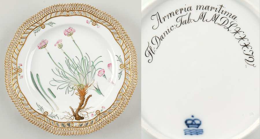 Flora Danica (1790 To 1960) 9" Pierced Luncheon Plate/Fruit St-JM-Armeria mari