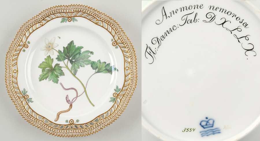 Flora Danica (1790 To 1960) 9" Pierced Luncheon Plate/Fruit St-JM-Anemone nemo