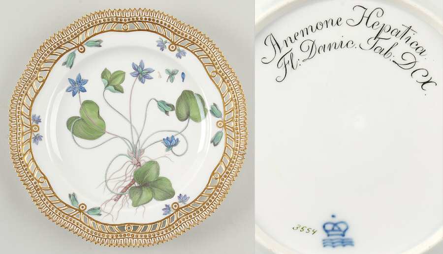 Flora Danica (1790 To 1960) 9" Pierced Luncheon Plate/Fruit St-JM-Anemone Hepa