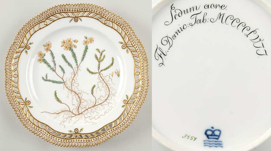Flora Danica (1790 To 1960) 9" Pierced Luncheon Plate/Fruit St-JM-Sedum acre L