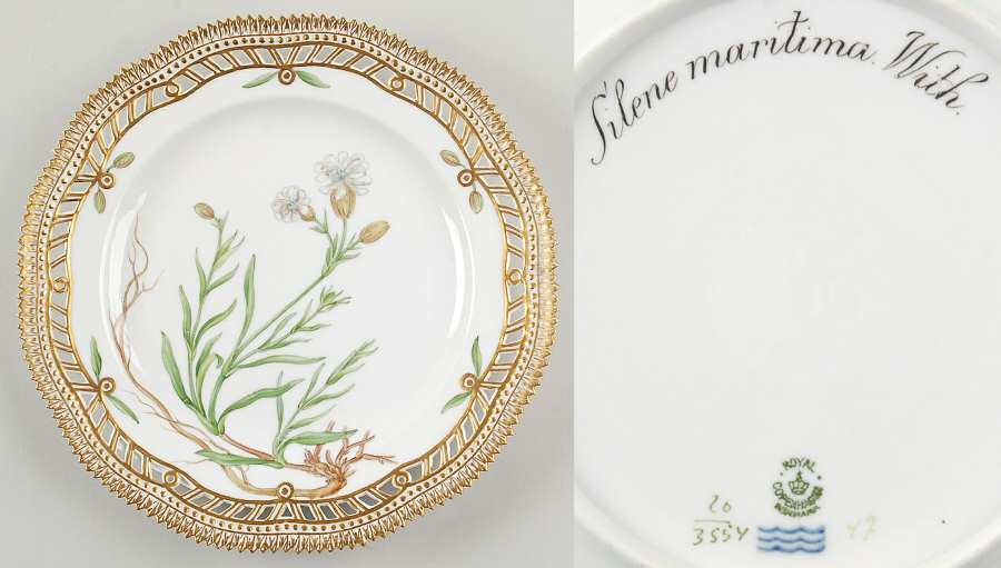 Flora Danica (1790 To 1960) 9" Pierced Luncheon Plate/Fruit Std-Silene maritim