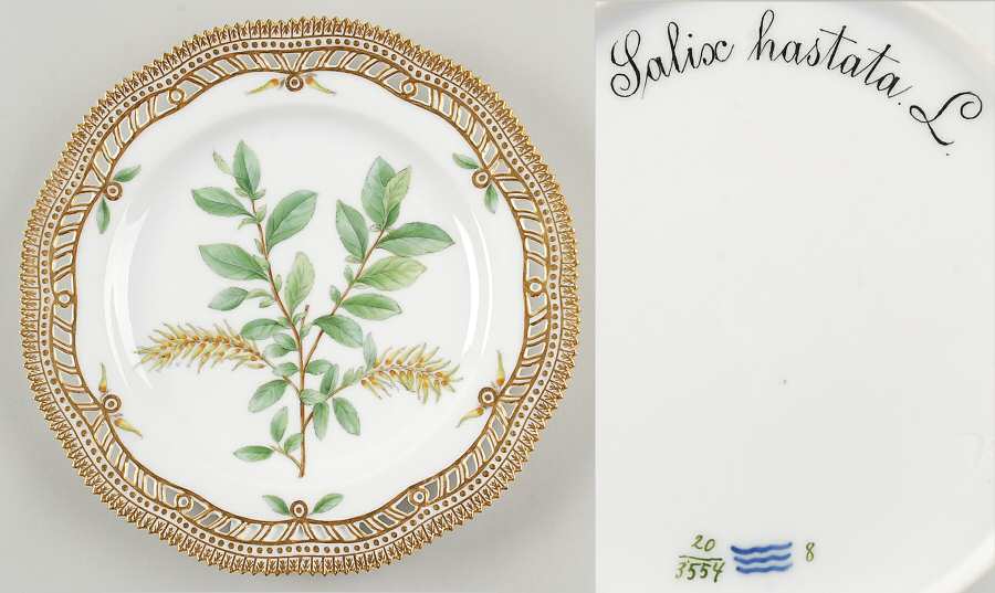 Flora Danica (1790 To 1960) 9" Pierced Luncheon Plate/Fruit Std-Salix hastata