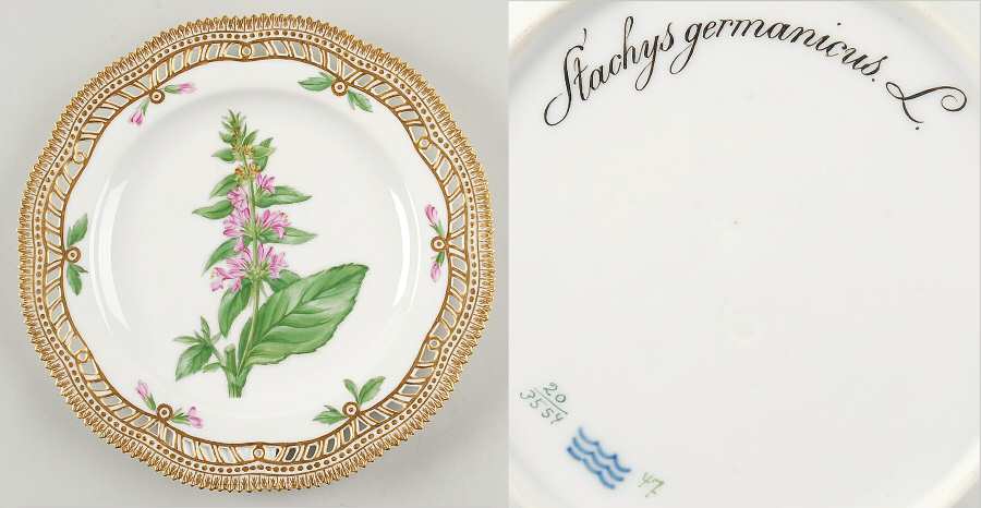 Flora Danica (1790 To 1960) 9" Pierced Luncheon Plate/Fruit Std-Stachys german