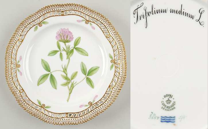 Flora Danica (1790 To 1960) 9" Pierced Luncheon Plate/Fruit Std-Trifolium medi