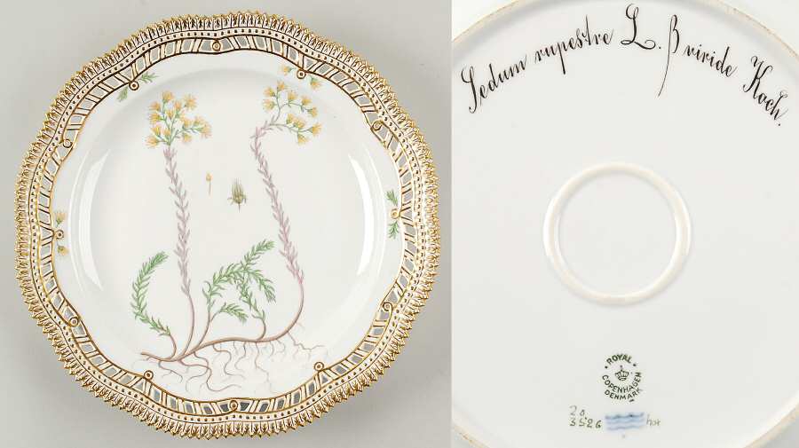 Flora Danica (1790 To 1960) 10" Round Pierced Platter-Sedum rupestre L B viri