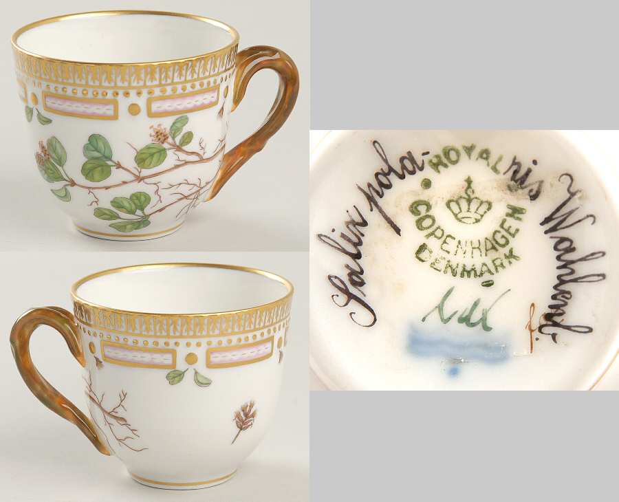 Flora Danica (1790 To 1960) Flat Demitasse Cup-Salix polaris Wahlenb