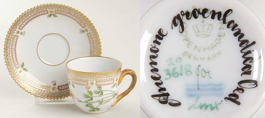 Flora Danica (1790 To 1960) Flat Demitasse Cup & Saucer-Anemone groenlandica O