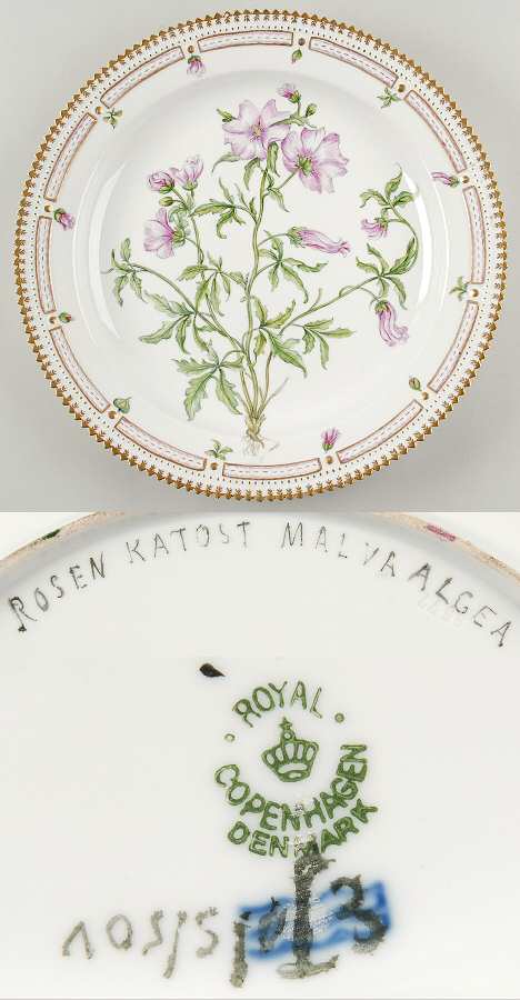 Flora Danica (1790 To 1960) 15" Round Platter-Rosen Katost Malva Algea
