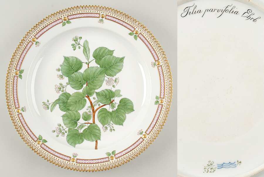 Flora Danica (1790 To 1960) 13" Round Platter-Tilia parvifolia Ehrh