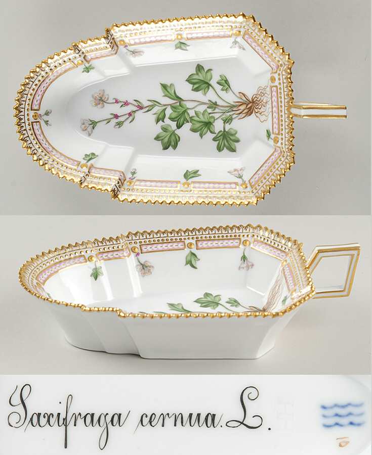 Flora Danica (1790 To 1960) 8" Pickle/Accent Dish-Saxifraga cernua L