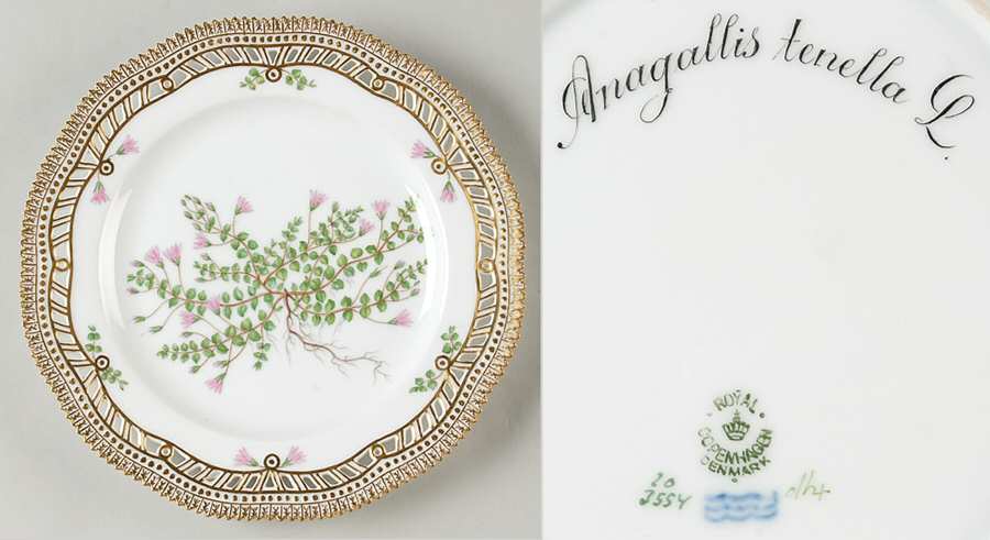 Flora Danica (1790 To 1960) 9" Pierced Luncheon Plate/Fruit Std-Anagallis tene