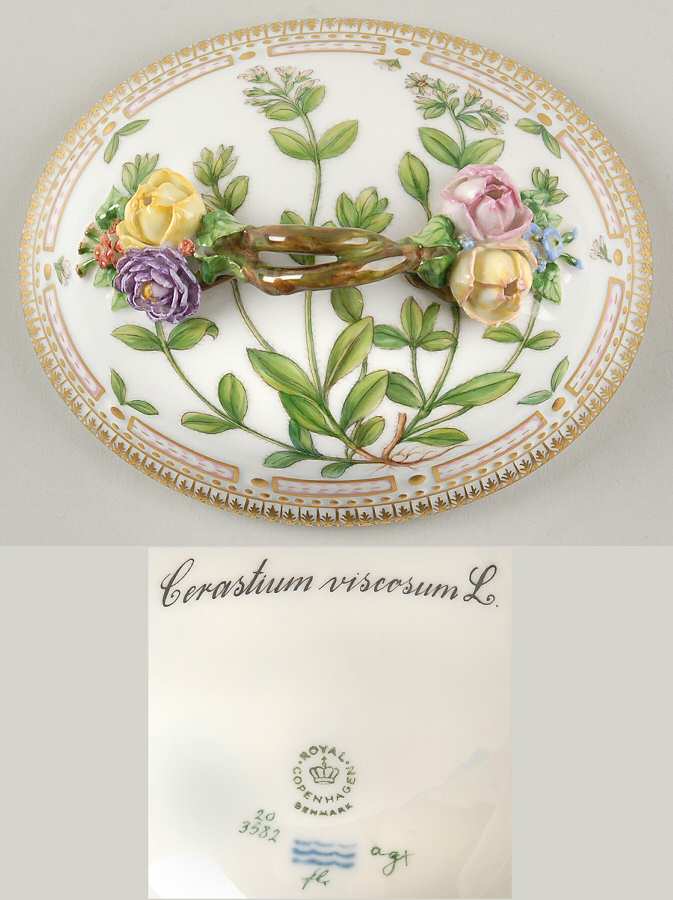 Flora Danica (1790 To 1960) Lid for Large Sugar Bowl-Cerastium viscosum L
