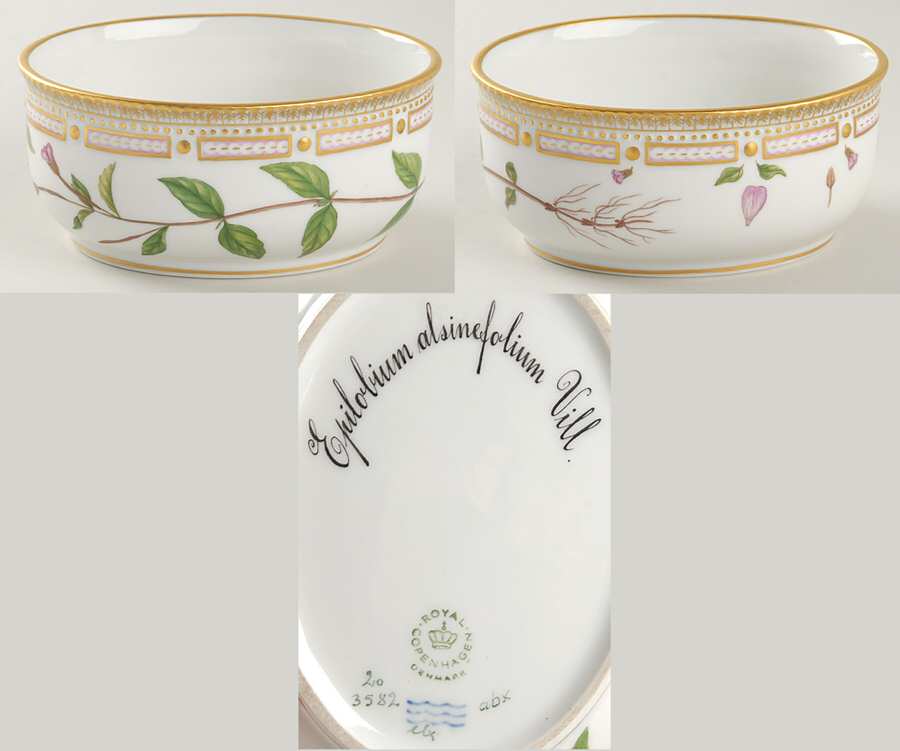 Flora Danica (1790 To 1960) Large Sugar Bowl No Lid-Epilobium alsinefolium Vil