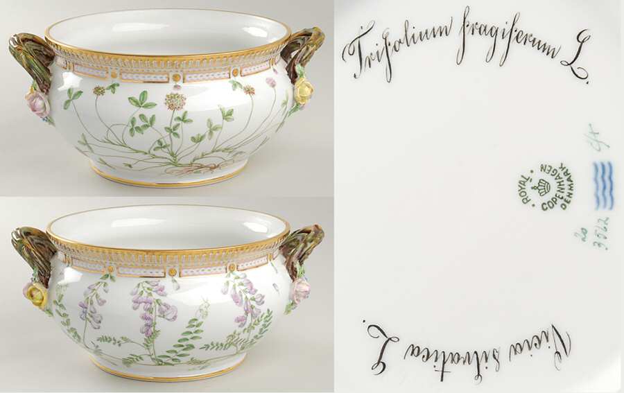 Flora Danica (1790 To 1960) 3 Qt Tureen No Lid-Trifolium frag, Vicia silvatica