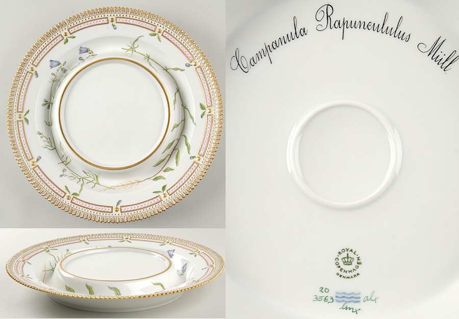 Flora Danica (1790 To 1960) Tureen underplate-Campanula Rapunculus Mull
