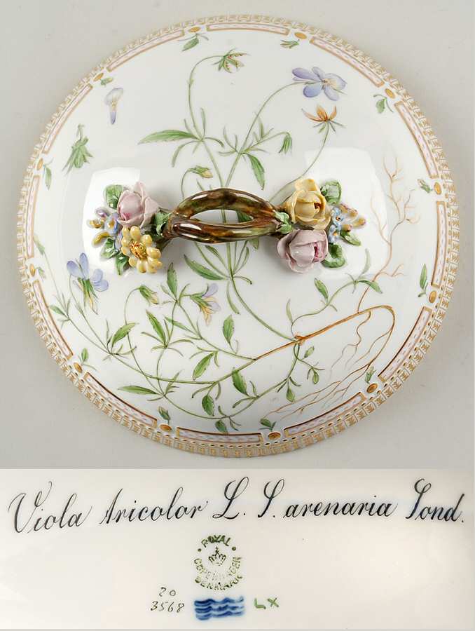 Flora Danica (1790 To 1960) Lid for Round Vegetable-Viola Aricolor L Laren