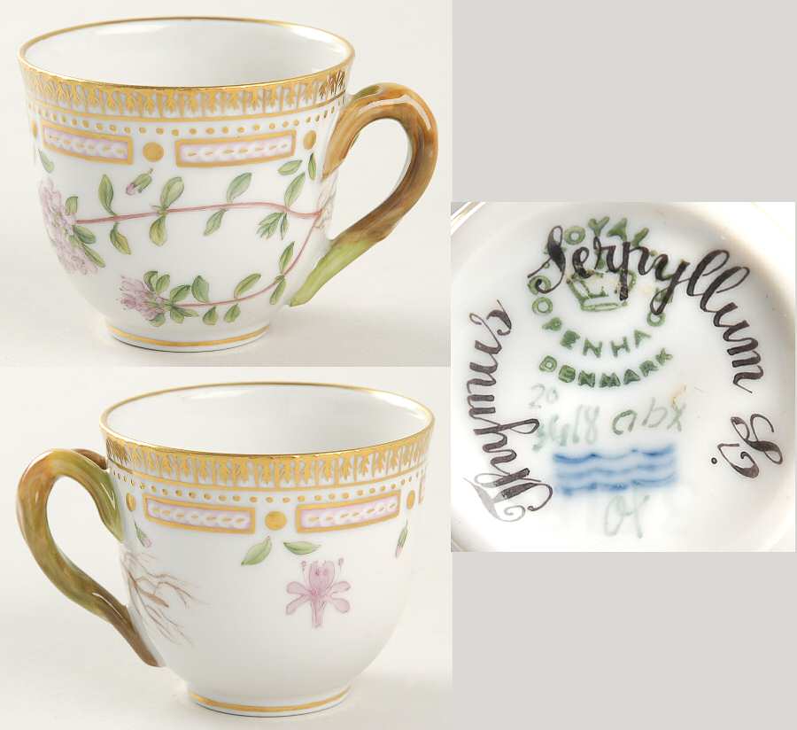Flora Danica (1790 To 1960) Flat Demitasse Cup-Thymus Serpyllum L