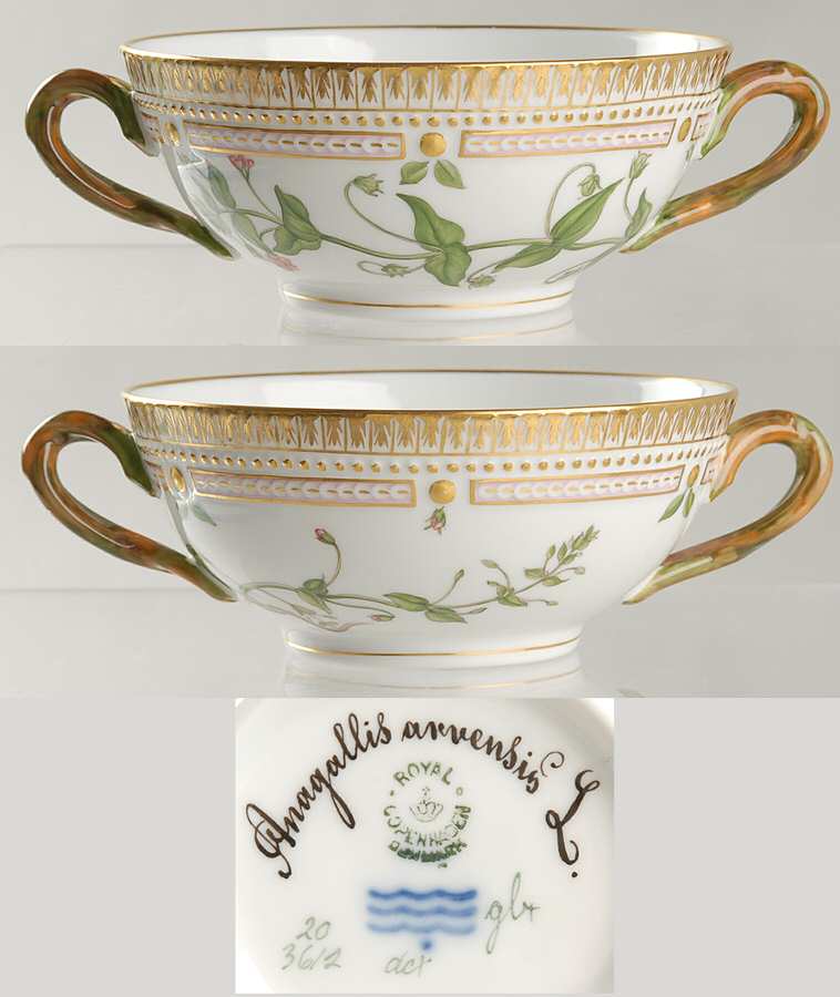 Flora Danica (1790 To 1960) Flat Cream Soup Bowl-Anagallis arvensis L