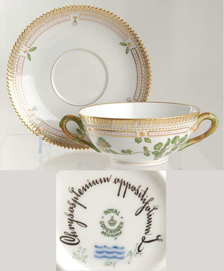 Flora Danica (1790 To 1960) Flat Cream Soup & Saucer-Chrysosplenium oppositifo