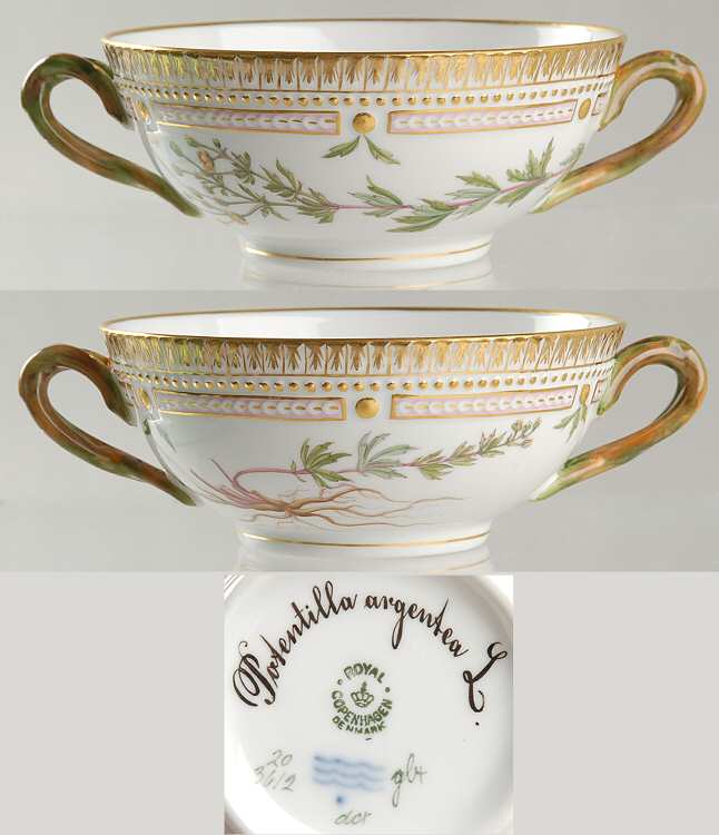 Flora Danica (1790 To 1960) Flat Cream Soup Bowl-Potentilla argentea L
