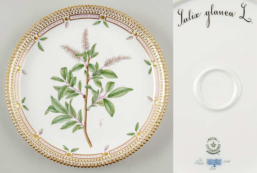 Flora Danica (1790 To 1960) 9" Round Tray-Salix Glauca L