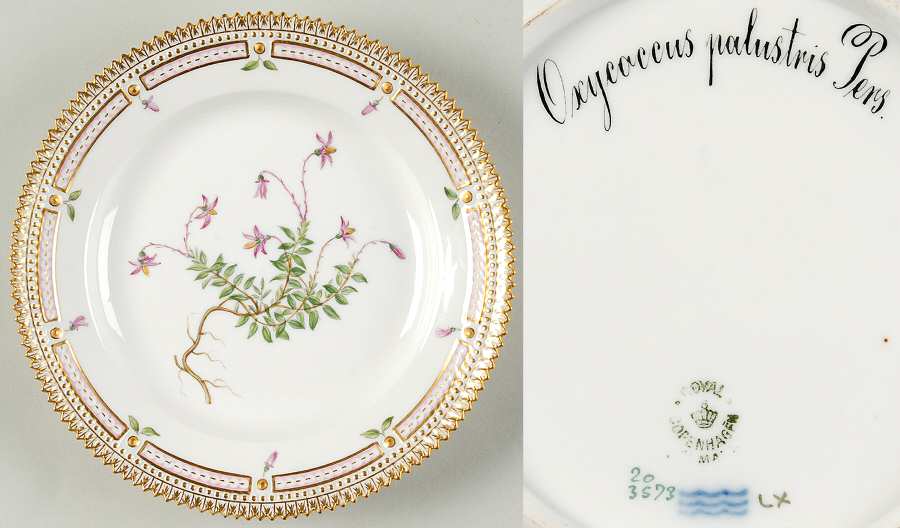 Flora Danica (1790 To 1960) Salad Plate-Oxycoccus palustris Pers