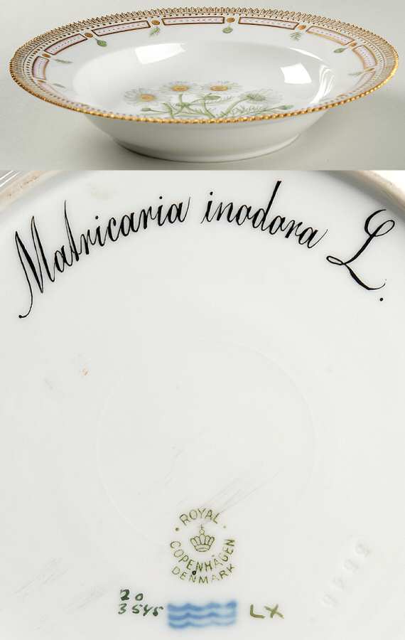 Flora Danica (1790 To 1960) Large Rim Soup Bowl-Matricaria inodora L