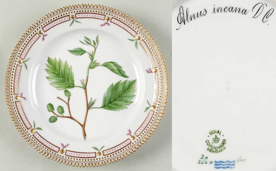 Flora Danica (1790 To 1960) Luncheon Plate-Alnus incana DC