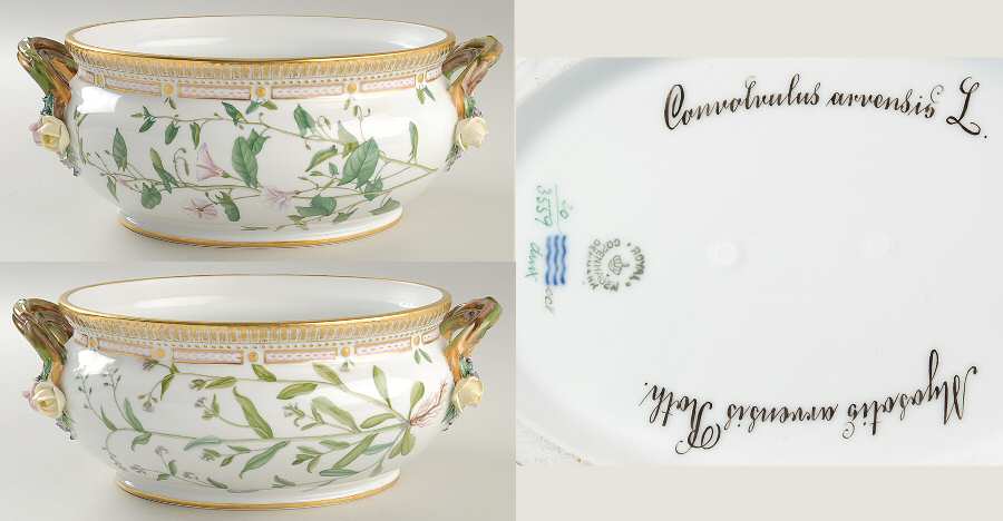 Flora Danica (1790 To 1960) 4Qt Oval Tureen No Lid-Convolvulus Arv,Myosotis Ar
