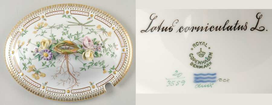 Flora Danica (1790 To 1960) Lid for 4 Qt Oval Tureen Lotus Corniculatus L