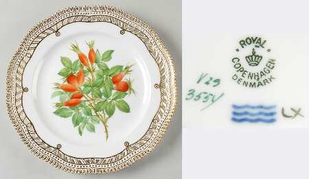 Flora Danica (1790 To 1960) 9" Pierced Luncheon Plate/Fruit Stand-Hazelnut