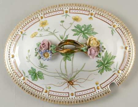 Flora Danica (1790 To 1960) Lid for 4Qt Oval Tureen Ranunculus Polyanthemus L.