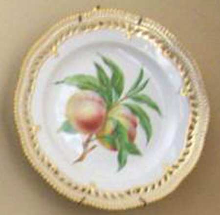 Flora Danica (1790 To 1960) 9" Pierced Luncheon Plate/Fruit Stand-Peaches (2)