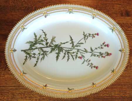Flora Danica (1790 To 1960) 17" Oval Serving Platter-Cirsium arvense Scop
