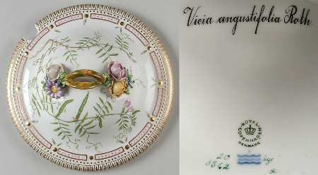 Flora Danica (1790 To 1960) Lid for 3 Qt Tureen-Vicia angustifolia Roth.