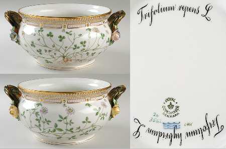 Flora Danica (1790 To 1960) 3 Qt Tureen No Lid-Trifolium hybr,Trifolium repens