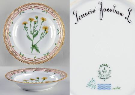 Flora Danica (1790 To 1960) Rim Soup Bowl-Senecio Jacobaea L