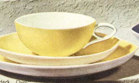 Oval Yellow Flat Cup & Saucer Set