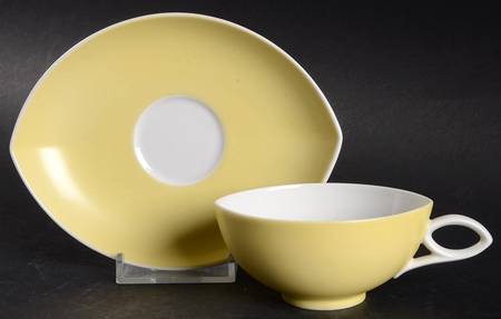 Oval Yellow Flat Demitasse Cup & Saucer Set