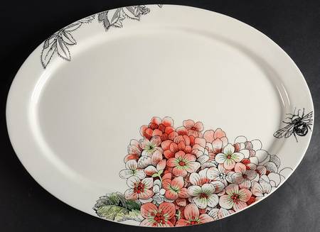Edie Rose Hydrangea Collection 15" Oval Serving Platter