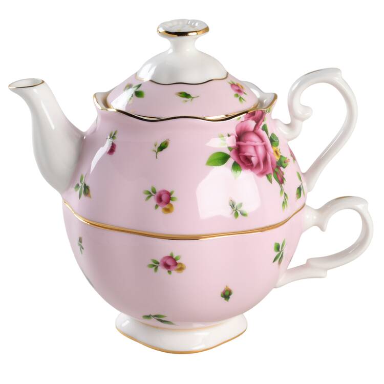 New Country Roses Pink Individual Teapot & Lid with Cup