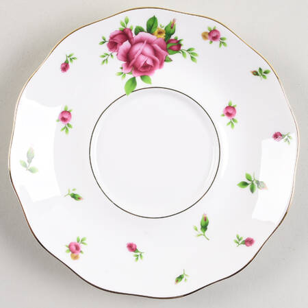 New Country Roses White Saucer for Individual Teapot & Lid w/Cup & Saucer