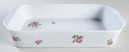 New Country Roses White 12" Rectangular Baker