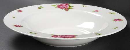 New Country Roses White Large Rim Soup Bowl